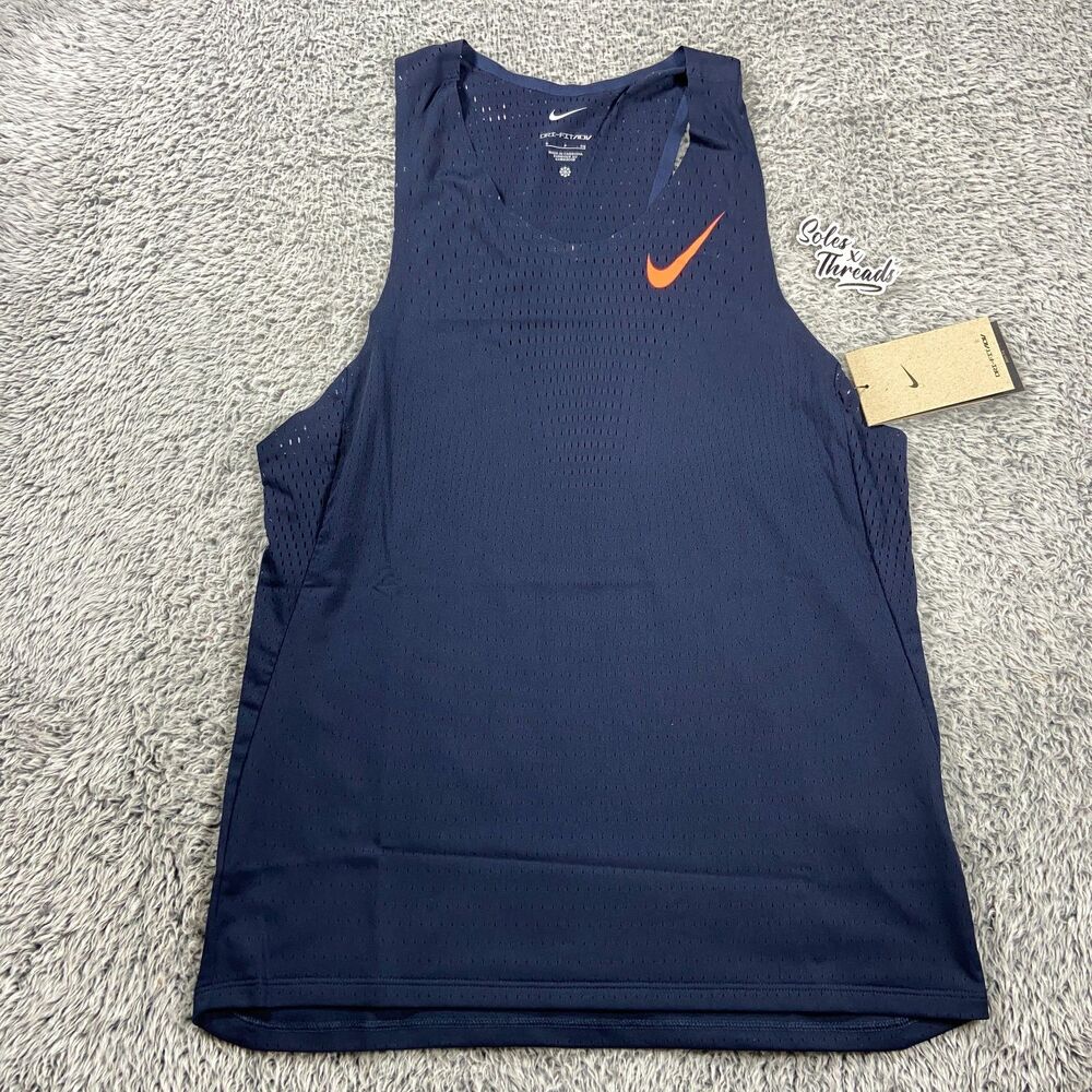 Nike AeroSwift Dri-FIT ADV Running Singlet Size Small Men Obsidian FN4231-451